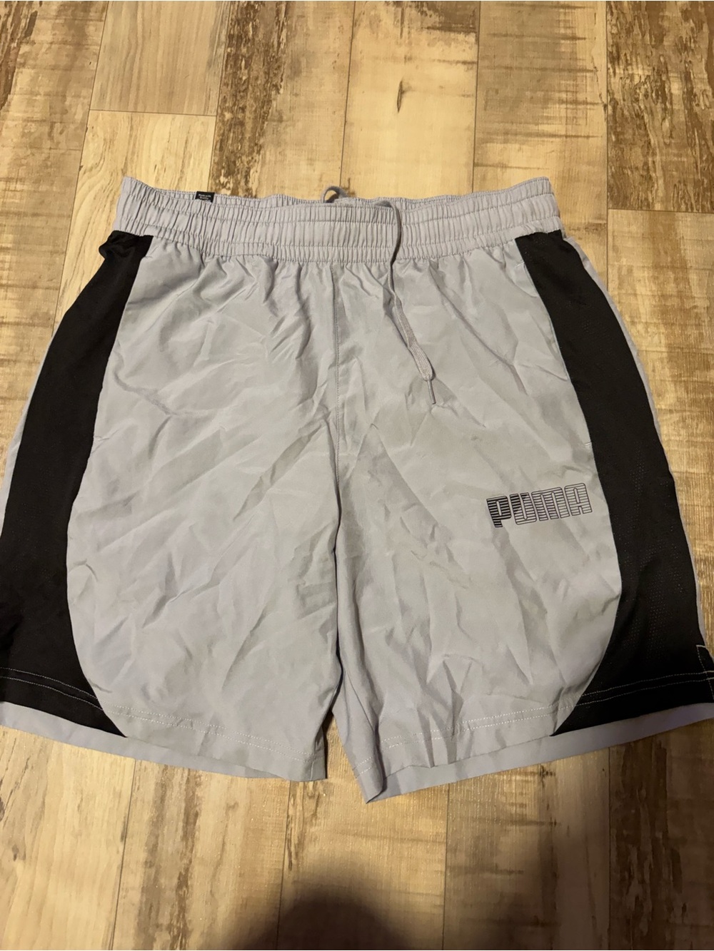Puma Men’s Light Gray and Black Athletic Shorts